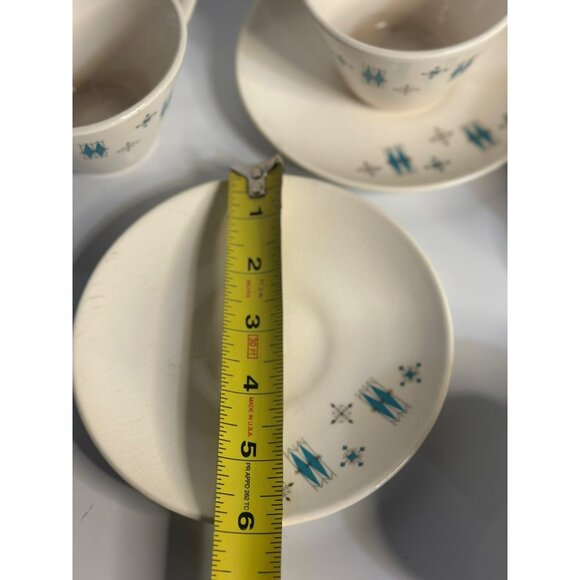 VTG 50s Salem American Ironstone Tea Coffee Cups & Saucers Set 4 Cups 3 Saucers - Picture 8 of 9